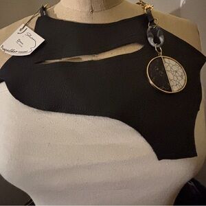 Black Leather Collar Necklace